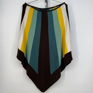 BCBGMAXAZRIA Poncho Sweater Colorful‎ Striped Acrylic One Size Knitwear *EUC*